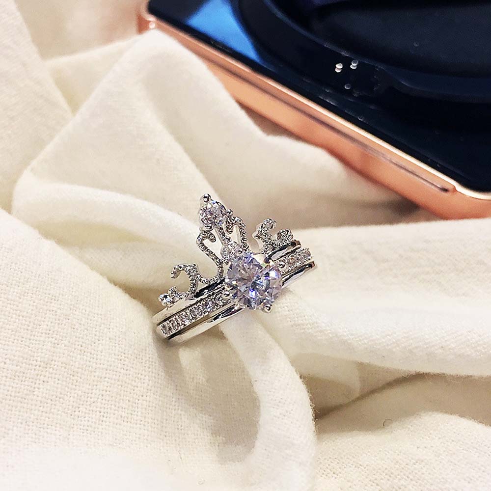 Nhẫn Hở Đính Đá Zircon 2 Trong 1 Thời Trang Cho Nữ