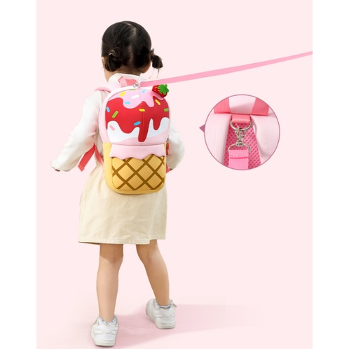 [Hàng mới] Balo kem dâu tây, balo kem dâu cho bé đi học, balo đi học cho trẻ em, balo trẻ em cao cấp, chất da siêu bền