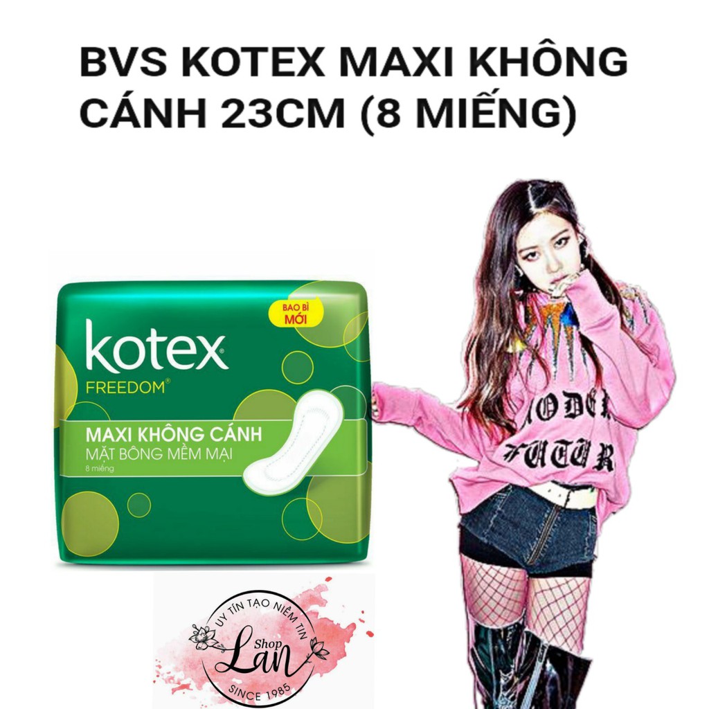 Băng vệ sinh Kotex Freedom mặt bông mềm mại maxi không cánh gói 8 miếng