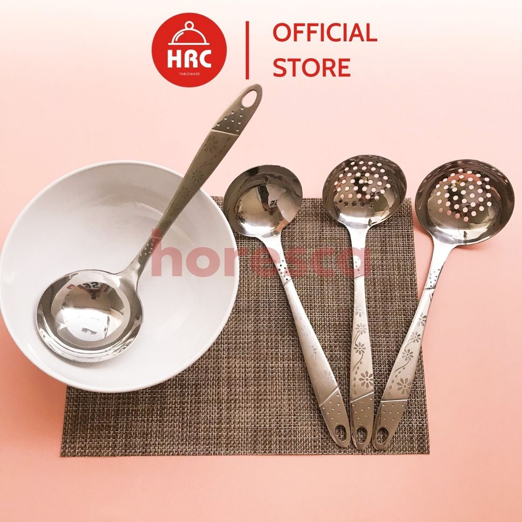 Bộ muôi canh inox (SIÊU RẺ) Muôi lẩu Hàn Quốc cán hoa