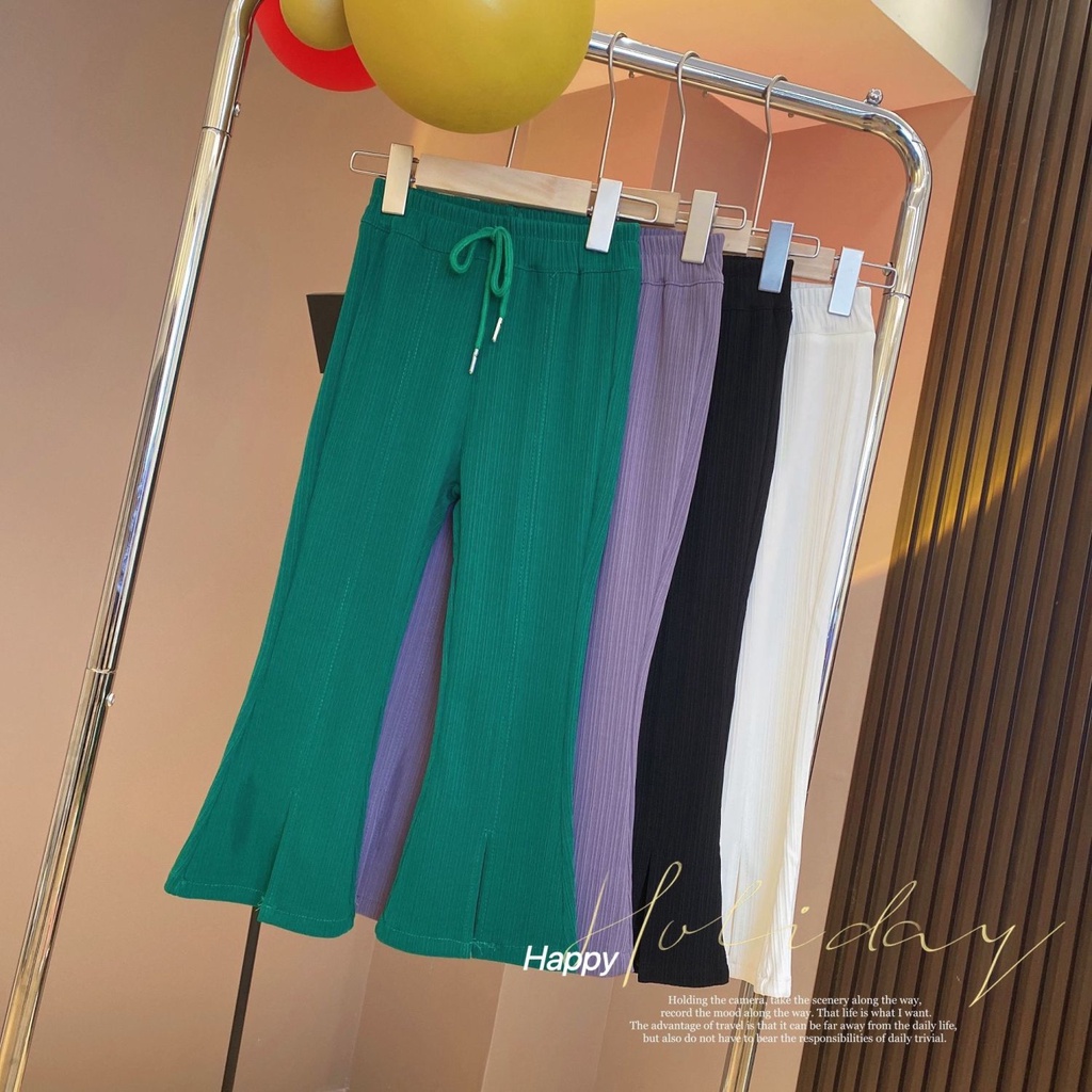 [Hàng Mới Về] Quần Ống Loe Dài Đến Mắt Cá Chân Bằng Lụa Lạnh Thoải Mái Dễ Phối Đồ Phong Cách Hàn Quốc Cho Bé Gái