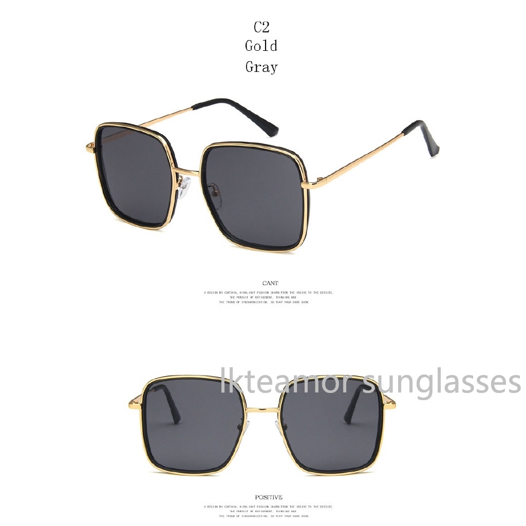 Kính mát thời trang khung vuông lớn chống UV400 kiểu cách hoài cổ