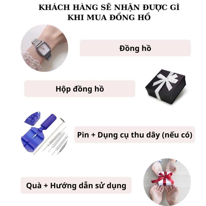 Đồng hồ nữ đẹp mặt vuông 26mm chính hãng có chống nước dây thép không gỉ - ST02