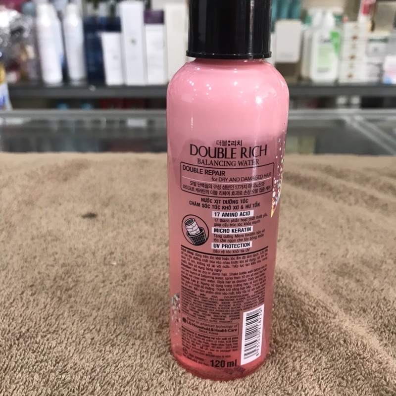 DOUBLE RICH xịt chăm sóc tóc hư tổn 120ml hồng mẫu mới