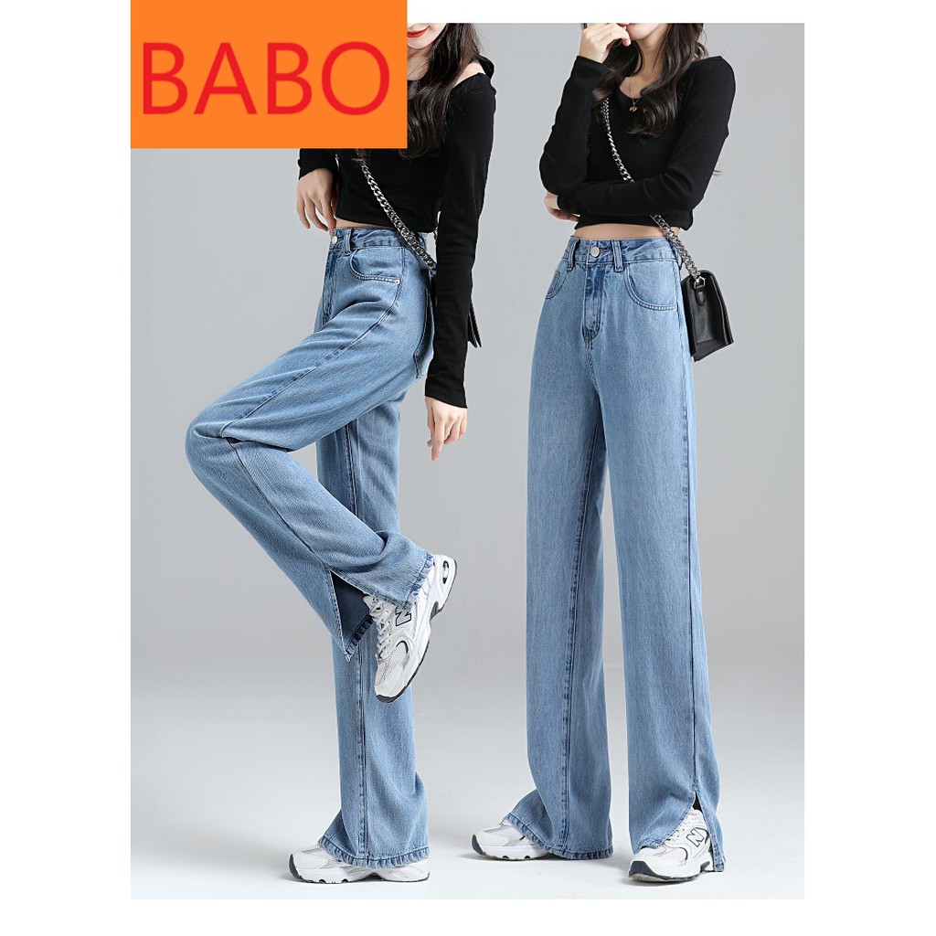 [ LÉP XÉP ] QUẦN JEAN ỐNG RỘNG NỮ LƯNG CAO XẺ LAI CUỐN MÀU XANH NHẠT CAO CẤP BABO ĐỦ SIZE S, M, L FORM DÀI RỘNG ĐẲNG CẤP