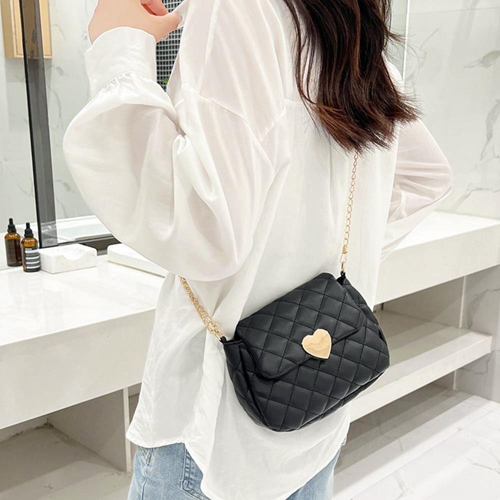 Túi Đeo Vai Dây Xích Cài Nút Hình Trái Tim Đơn Giản Cho Nữ