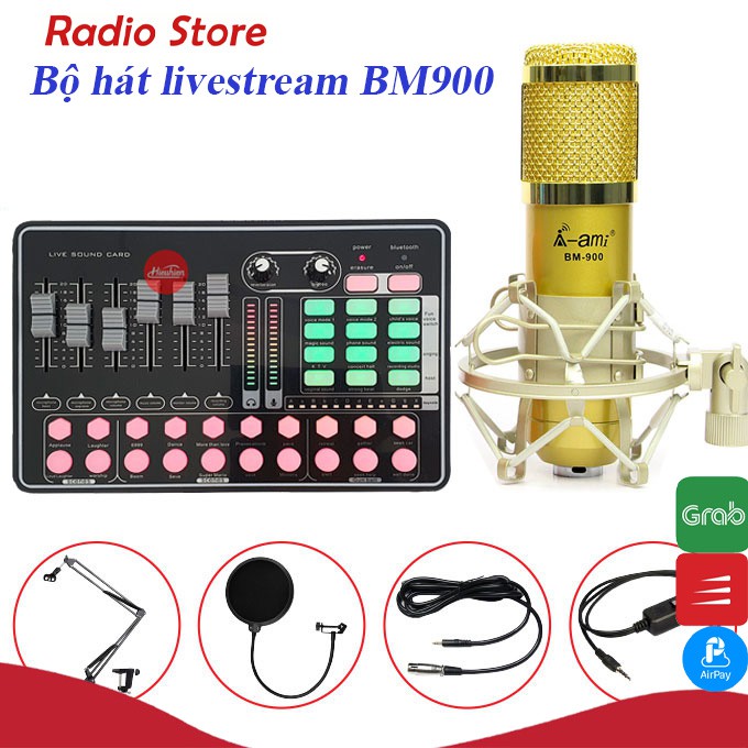 Mic livestream BM-900, sound card H9 full bộ livestream không dây cao cấp, âm chuẩn cho ca sỹ