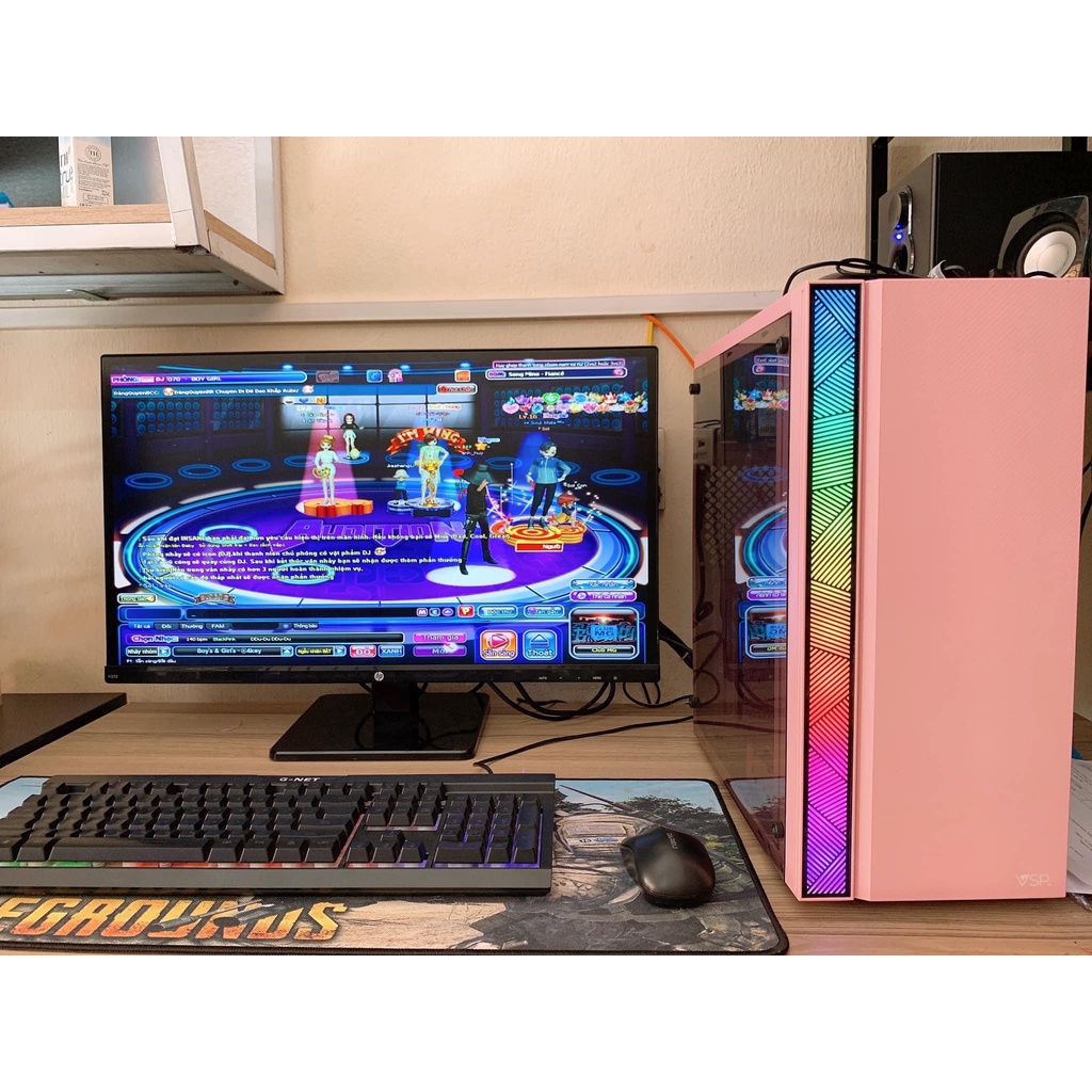 Vỏ case máy tính gaming VSP V3-601P - Mặt hông kính cường lực - ATX/ATX/Mini-ATX - Pk máy Tính