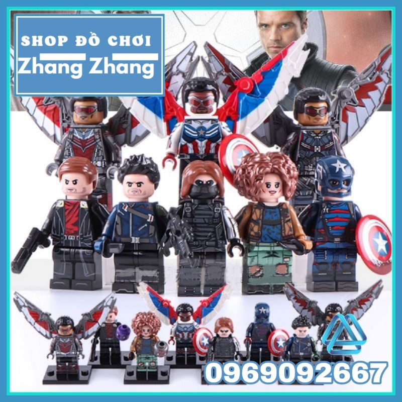 Đồ chơi Xếp hình mô hình gồm Sam - Winter Soldier - Karli - Baron Zemo - Falcon - Captain America Minifigures WM6117