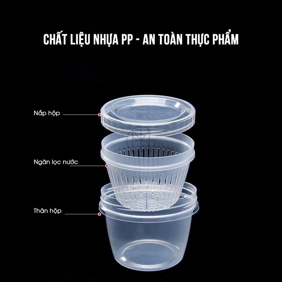 Hộp Đựng Gừng Hành Tỏi, thực phẩm, hoa quả hình tròn, có lớp tách nước