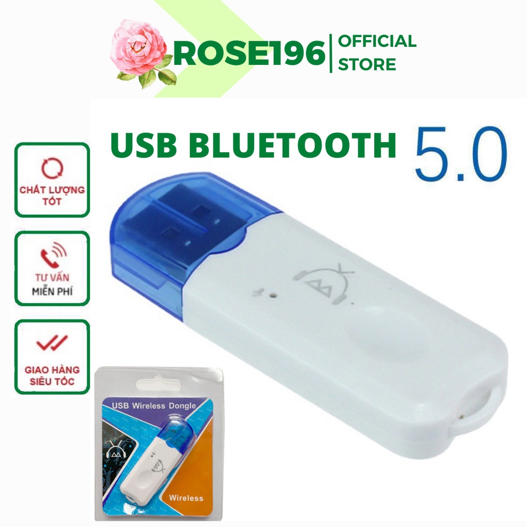 Usb bluetooth không dây cho ô tô, loa thường, âm ly, loa kéo...Bộ thu âm thanh bluetooth oto, car Rose196