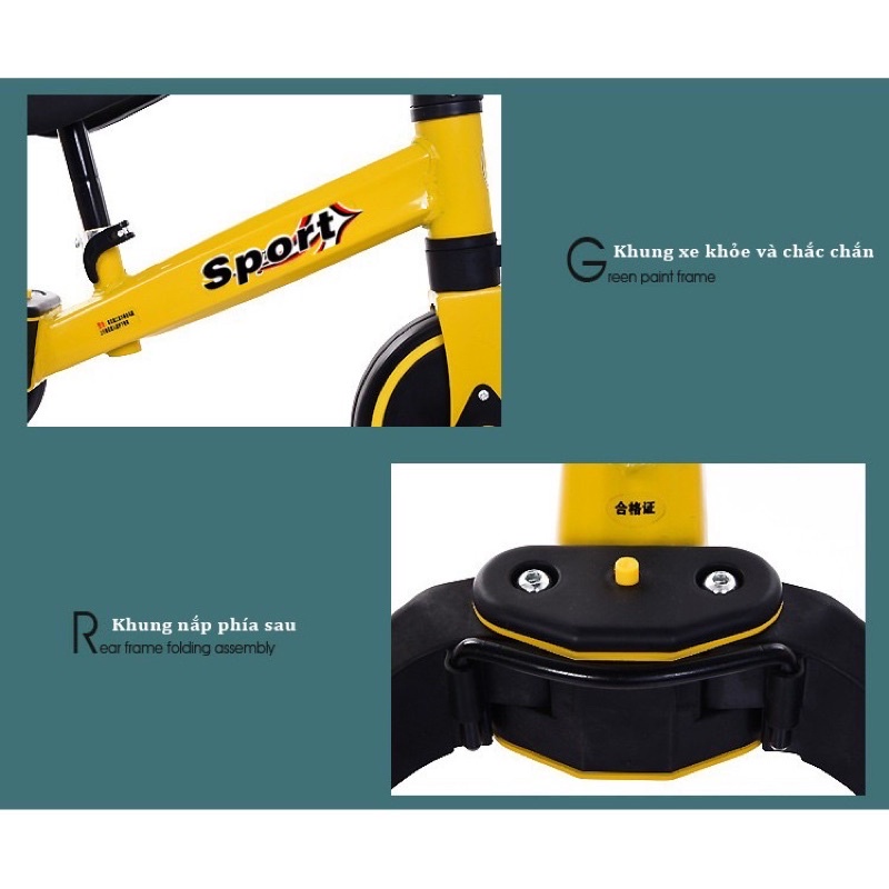 XE ĐẠP 3 BÁNH CHÒI CHÂN GẤP GỌN SPORT CHO BÉ 1-7 tuổi