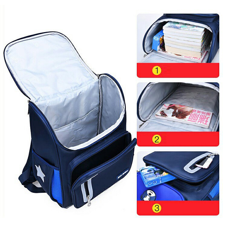 Balo chống gù cấp 1, cấp 2 hình gấu sm BABY chống thấm, phản quang Loại To ( tuyển khách sỉ)