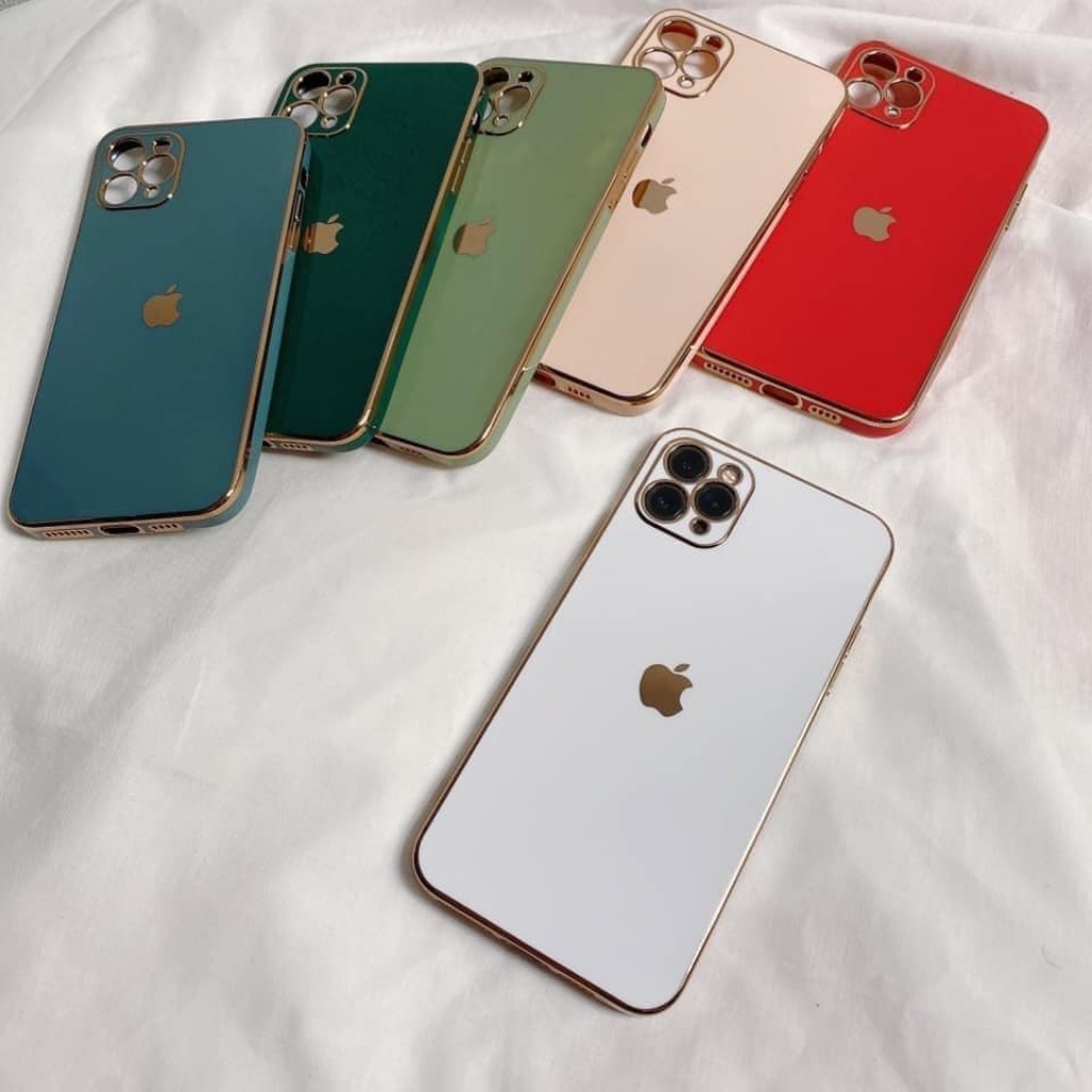 Ốp lưng Iphone viền mạ vàng giả 12 logo táo độc lạ dẻo bóng; 6G/6S ;7/8G ;6PLUS ;7/8PLUS ;X/XS ;XR ;11 ;11PRO ;11PRO MAX