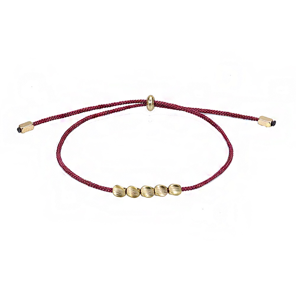 Vòng Tay Dây Bện Xỏ Hạt Đồng Màu Đỏ Đen Handmade Có Thể Điều Chỉnh Cho Nam Và Nữ