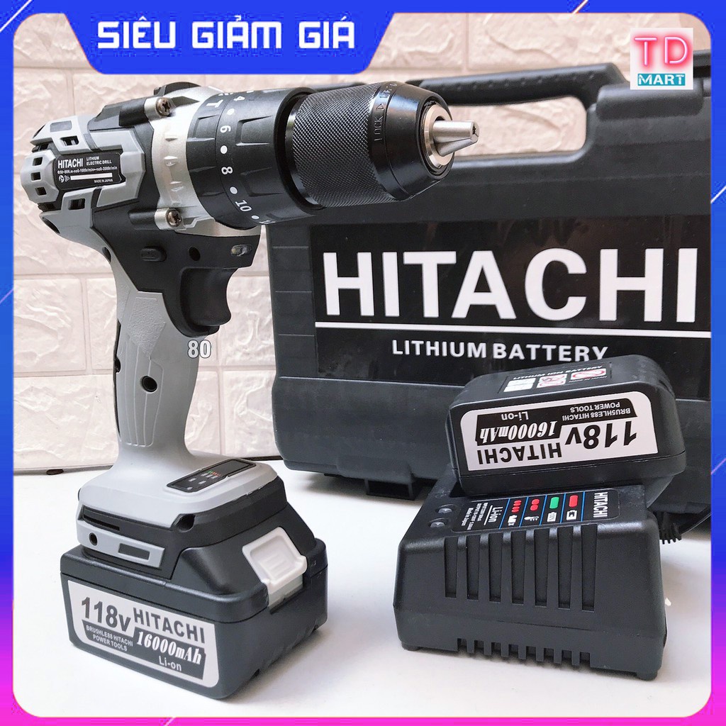 Máy Khoan Pin HITACHI 199VF, Khoan pin không chổi than, Máy bắn vít pin bảo hành 12 tháng