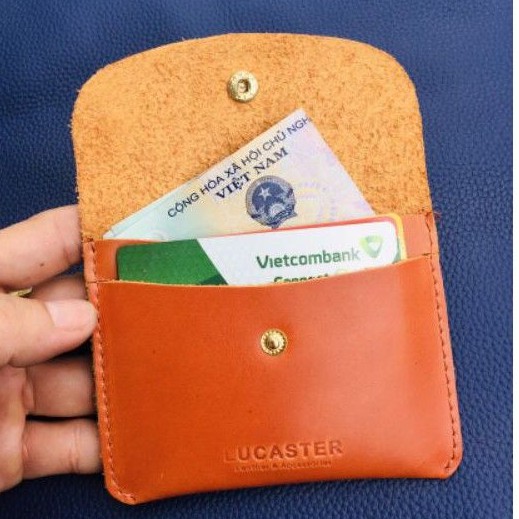 Ví namecard nhỏ gọn unisex da bò thật nhập khẩu có bốn màu ,đen,xanh navy,đỏ,nâu bò bh 12 tháng