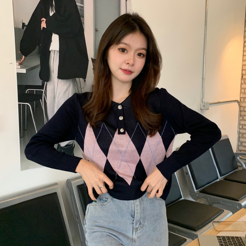 Áo Len Tay Dài Màu Sắc Retro Thời Trang Mùa Thu Cho Nữ