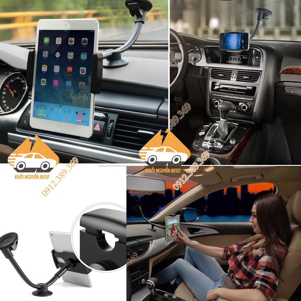 Giá Đỡ iPad Và Điện Thoại Trên Ô tô 2 Trong 1 Hít Chân Không Cao Cấp - iPad Holder For Car