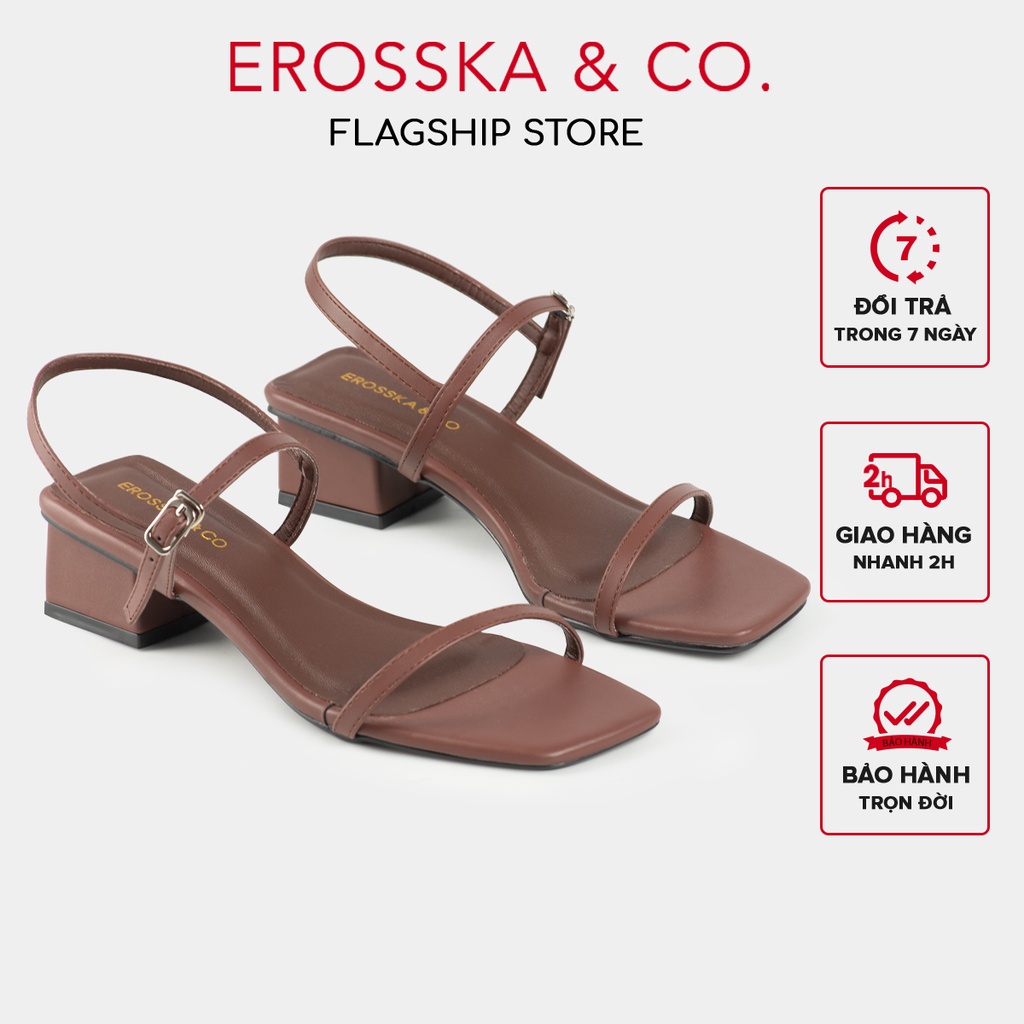 [Mã WABRDEC12 giảm 10% đơn 99K] Sandal cao gót nữ 4 phân quai mảnh gót vuông Erosska - EM079