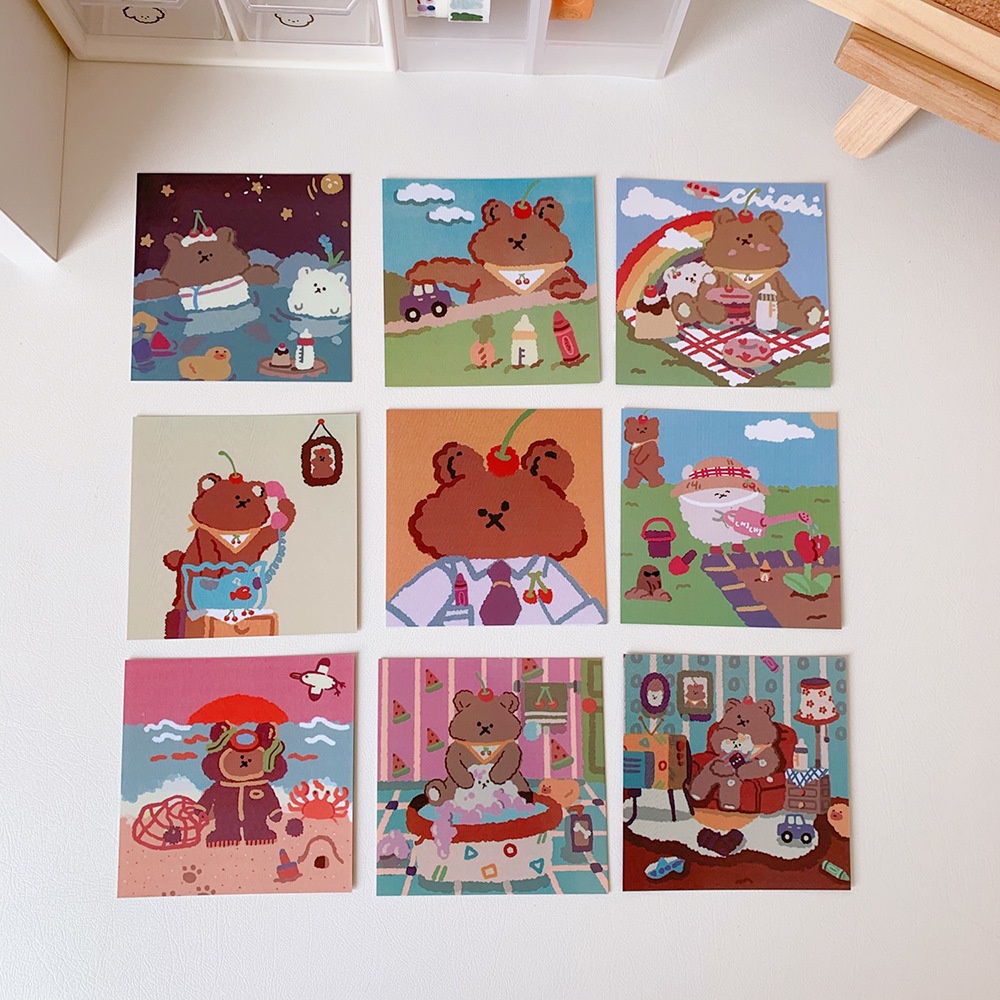 Set 9 card gấu bear cao cấp đóng túi