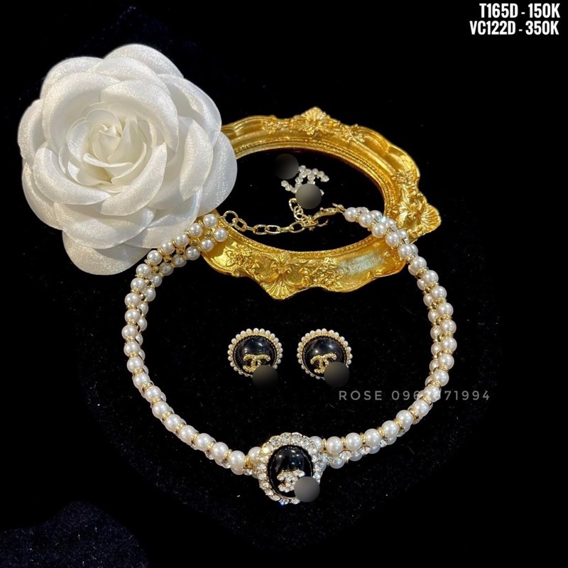 Vòng cổ ngọc nhân tạo phối đá xinh .hót trend