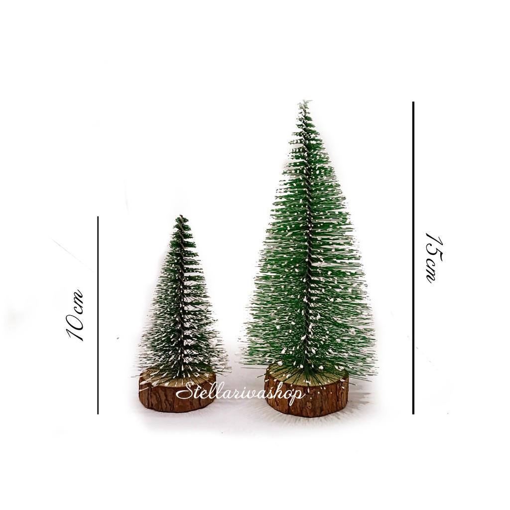Mô hình cây thông Noel đế gỗ phủ tuyết trang trí tiểu cảnh Giáng Sinh quà tặng trang trí