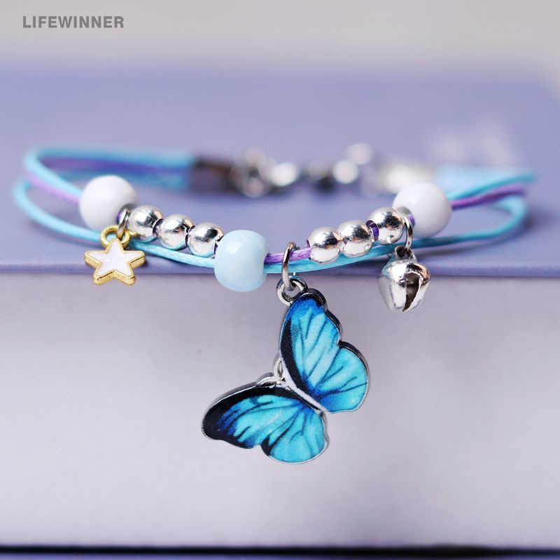 Vòng Tay Dây Bện Nhiều Lớp Mặt Hình Bướm/Ngôi Sao/Ngọc Trai Nhiều Màu Phong Cách Hàn Quốc Sáng Tạo Thời Trang Cho Nữ