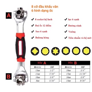 Cờ lê đa năng 8 đầu xoay