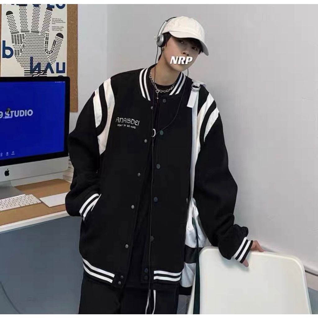 Áo bomber Nỉ Nam Nữ Chữ Phối Viền Tay chất nỉ cao cấp, áo khoác nỉ phối tay trắng U95 [NewUnisex]