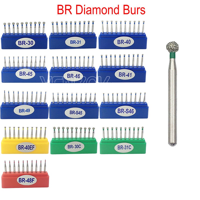 Set 10 mũi khoan kim cương FG 1.6mm tốc độ cao dùng trong nha khoa