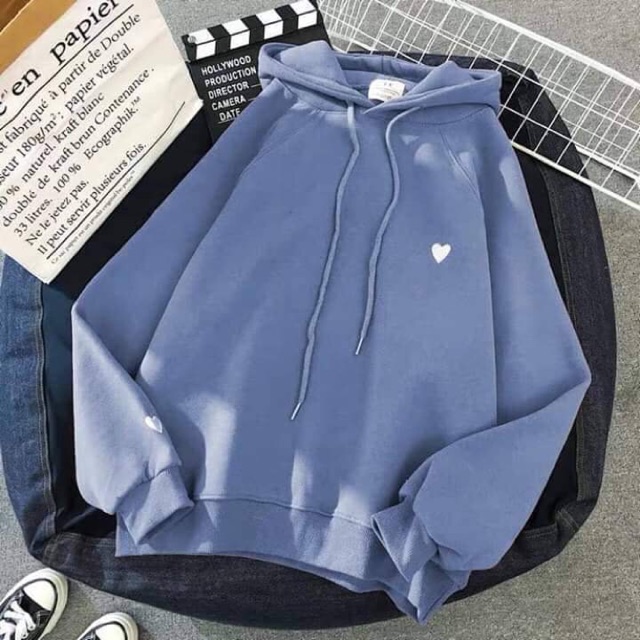 Áo hodie tim xanh