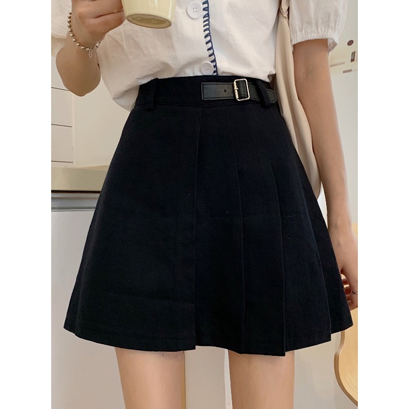 In stock Chân Váy Denim Chữ A Lưng Cao Thiết Kế Xếp Ly Xinh Xắn | BigBuy360 - bigbuy360.vn