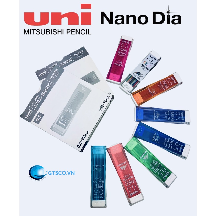 Ngòi chì bấm cơ khí 7 màu UNI NANO DIA COLOR