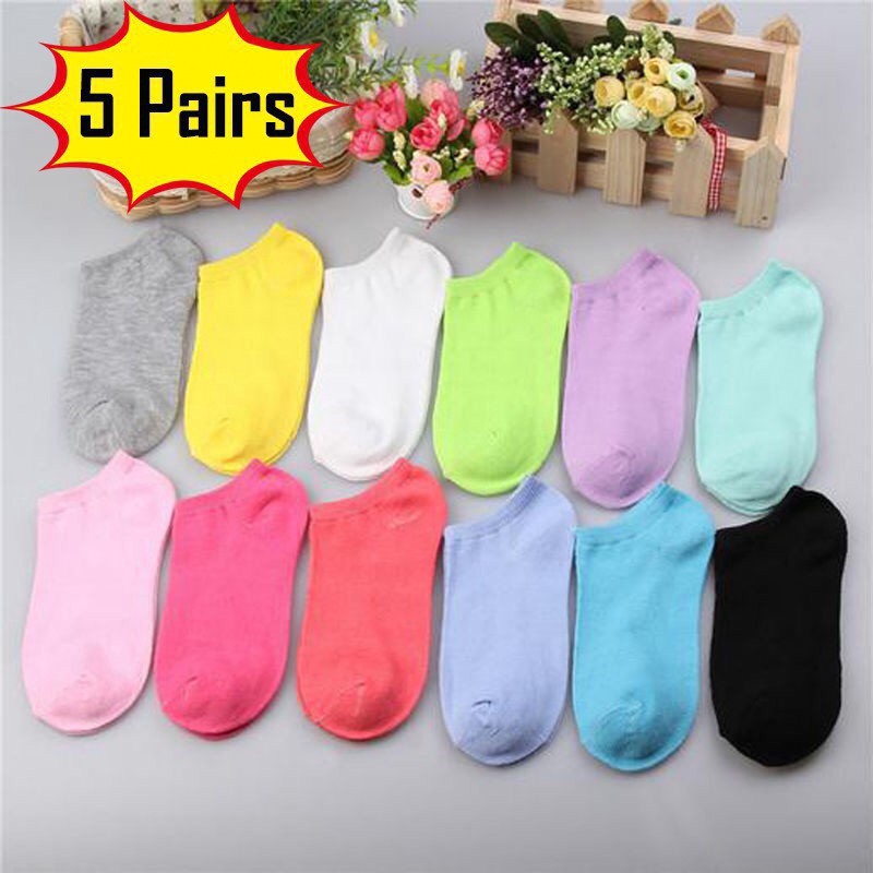 Set 5 Đôi Tất Cotton Thoáng Khí Đáng Yêu Cho Nữ