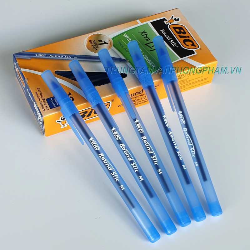 Bút hiệu Bic Round Stic M Ball Pen, nét bút 1.0mm giống Paper Mate bic mỹ bút viết cực êm. Made in Mexico.