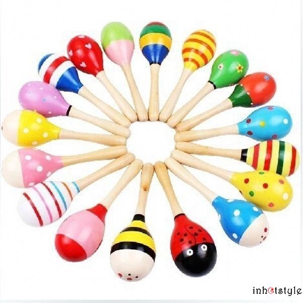 Nhạc cụ Maraca bằng gỗ nhiều màu độc đáo đáng yêu cho bé