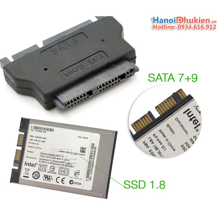 Đầu chuyển đổi SATA sang Micro SATA cho SSD 1.8 inch