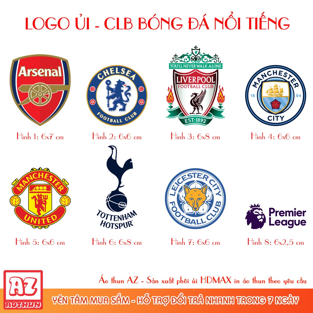Logo ủi nhiệt các CLB bóng đá ngoại hạng anh nổi tiếng - Sticker Patch HDMAX HD11