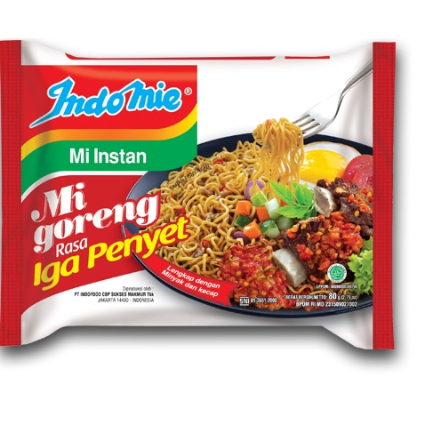 Thùng 40 Gói Mì Xào Khô Indomie Mi Goreng Rasa Iga Penyet Vị Sườn Cay 80g