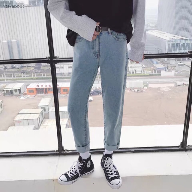 QUẦN BAGGY JEANS TRƠN ỐNG SUÔNG UNISEX NAM NỮ