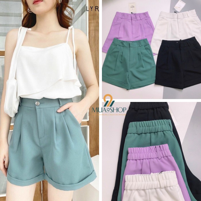 [Nhập mã MUA9KAB giảm 20k cho đơn hàng từ 500k]Quần Short nữ gập gấu cạp chun sau mua9shop vải đẹp | BigBuy360 - bigbuy360.vn