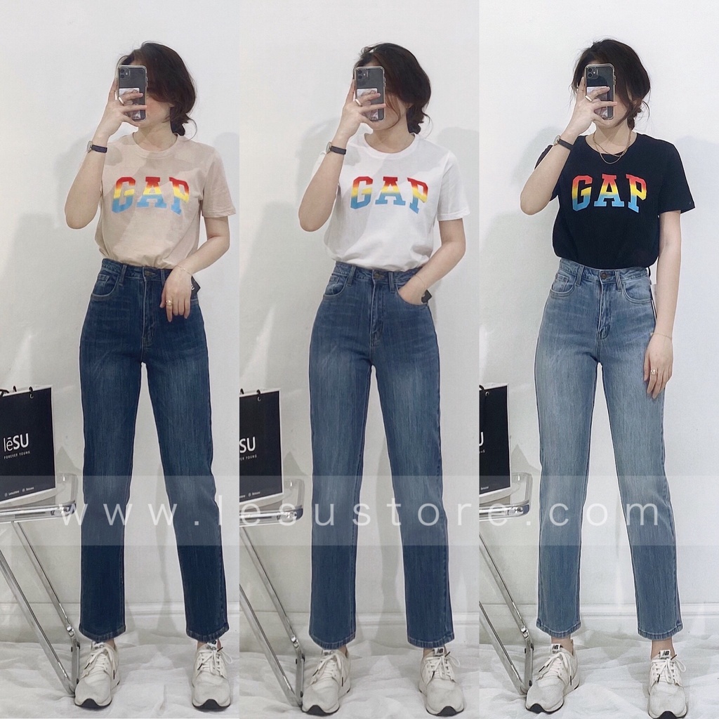ẢNH TỰ CHỤP Quần Jeans Ống Đứng trơn dài 88cm