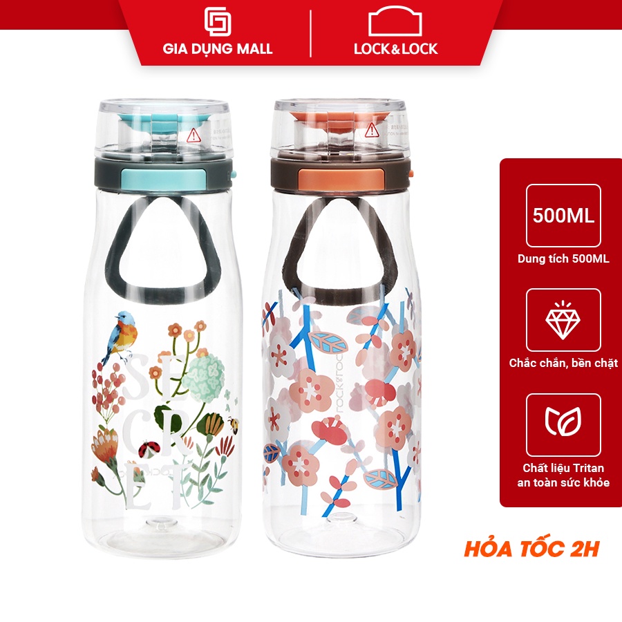 Bình Đựng Nước Nhựa Chịu Nhiệt Lock&amp;Lock One Touch ABF687 (500ml) - Hàng chính hãng