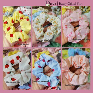 Dây buộc tóc, cột tóc vải scrunchies caro cao cấp