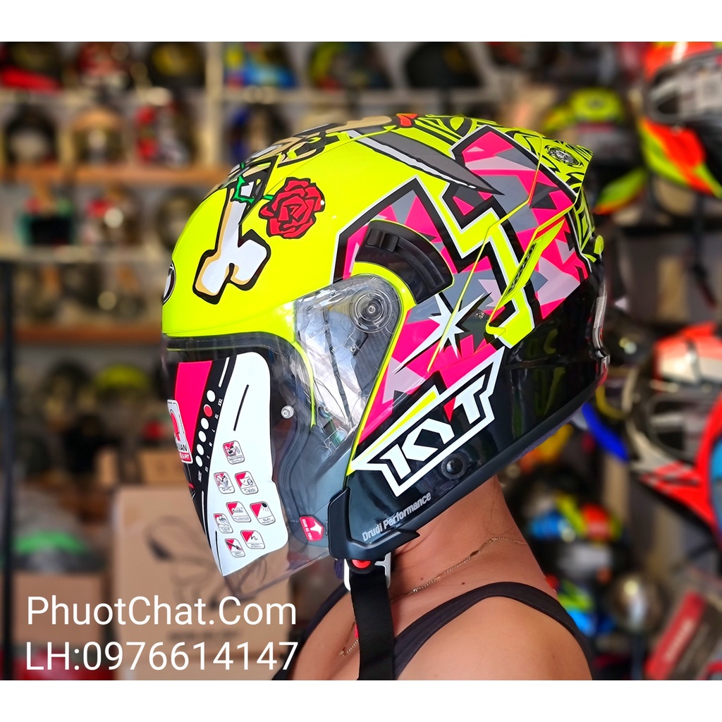 Nón bảo hiểm 3/4 2 kính KYT NFJ tem Espargaro Misano 2018