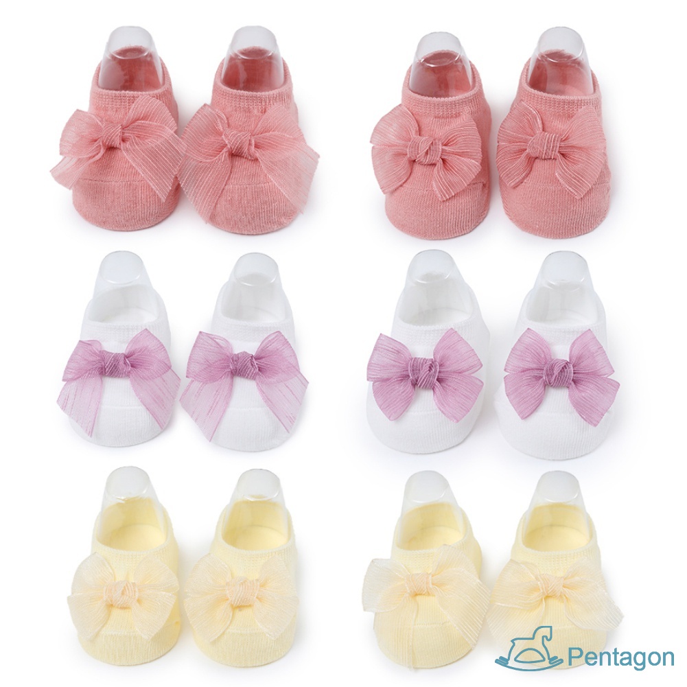 Set 2 Đôi Tất Thuyền Mềm Mại Màu Trơn Chống Trượt Thời Trang Xuân Hè Cho Bé Gái 0-3 Tuổi