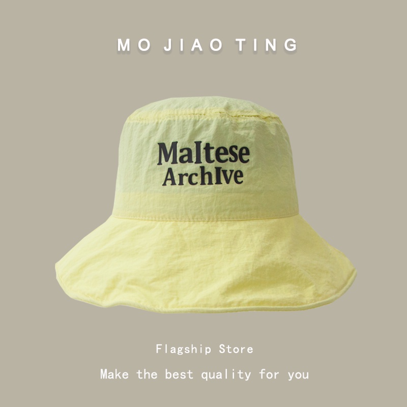 Mũ bucket mỏng rộng vành nhanh khô họa tiết chữ cái phong cách Nhật Bản thời trang mùa hè cho nữ