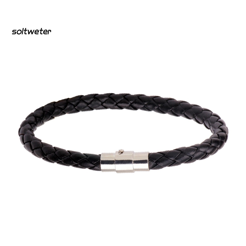 Vòng tay bện dây giả da khóa hít nam châm thời trang