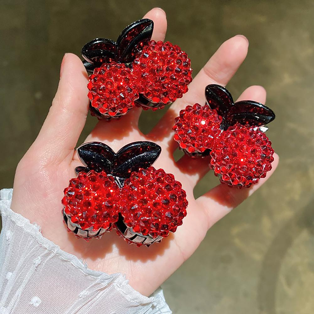 Kẹp Tóc Hình Trái Cherry Lấp Lánh Phong Cách Hàn Quốc Cho Nữ